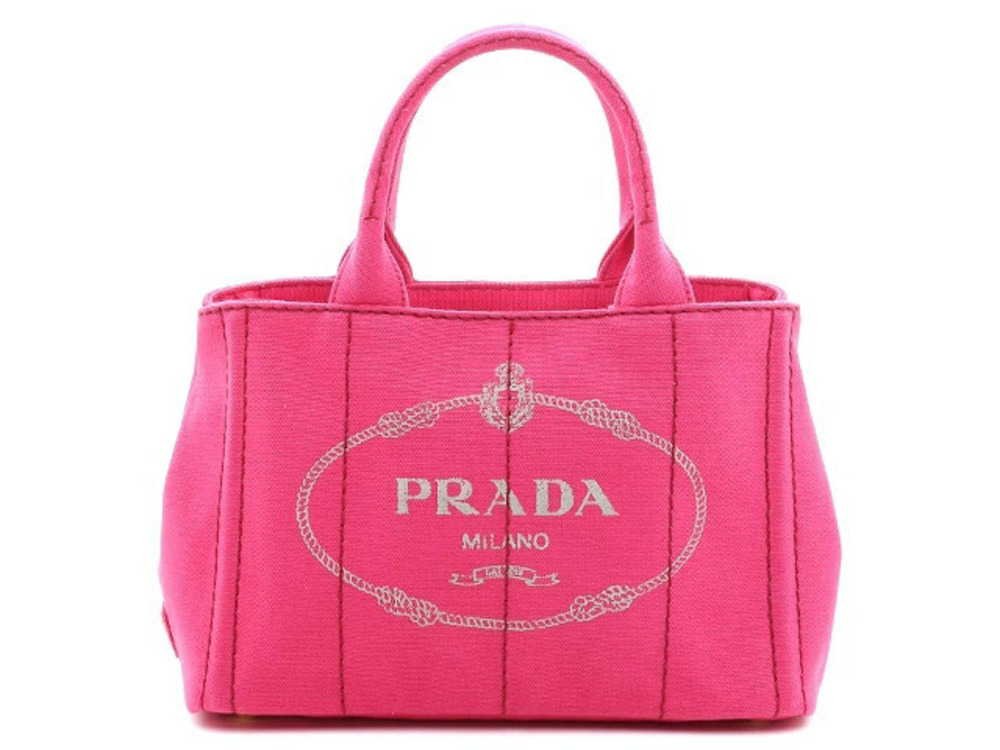 Prada Canapa Handbag Tote Canvas Pink